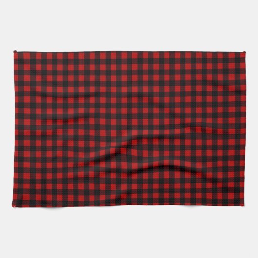 Rustic Christmas Red & Black Buffalo Plaid  Geschirrtuch (Horizontal)