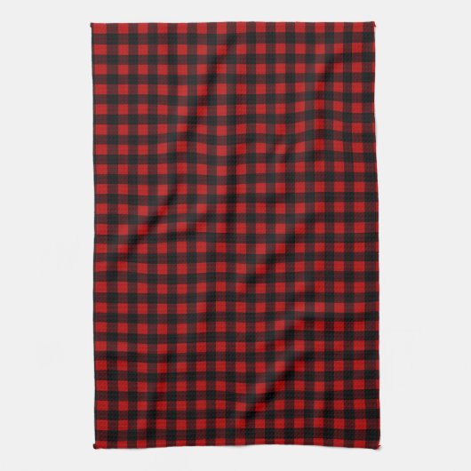 Rustic Christmas Red & Black Buffalo Plaid  Geschirrtuch (Vertikal)