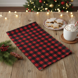 Rustic Christmas Red & Black Buffalo Plaid  Geschirrtuch