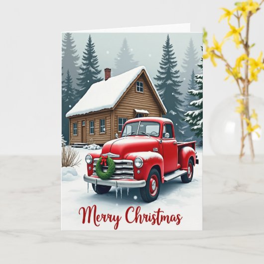 Rustic Christmas Red Truck Karte (Gelbe Blume)