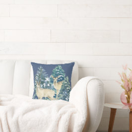 Rustic Christmas Snowy Forest Deer Decor For Home Kissen