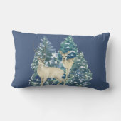 Rustic Christmas Snowy Forest Deer Decor For Home Lendenkissen (Rückseite)
