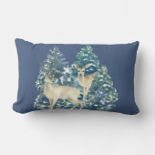 Rustic Christmas Snowy Forest Deer Decor For Home Lendenkissen (Vorderseite)