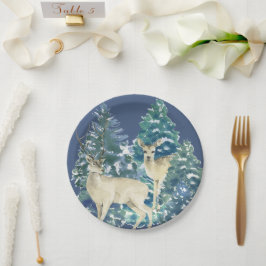 Rustic Christmas Snowy Forest Deer Decor For Home Pappteller