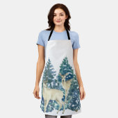 Rustic Christmas Snowy Forest Deer Decor For Home Schürze (Getragen)