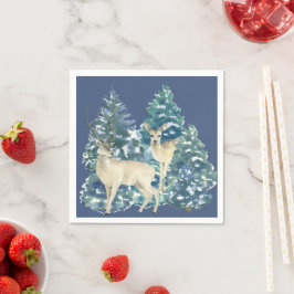Rustic Christmas Snowy Forest Deer Decor For Home Serviette