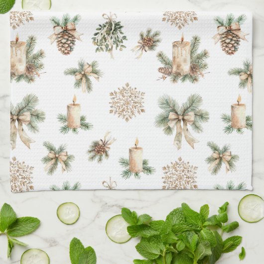 Rustic Christmas Tea Towel Geschirrtuch (Gefaltet)