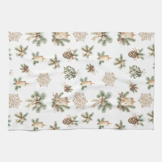 Rustic Christmas Tea Towel Geschirrtuch (Horizontal)