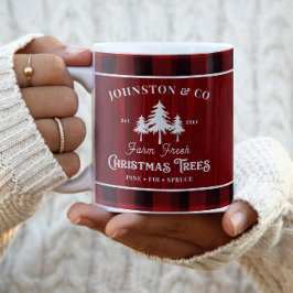 Rustic Christmas Tree Farm Custom Name Zweifarbige Tasse
