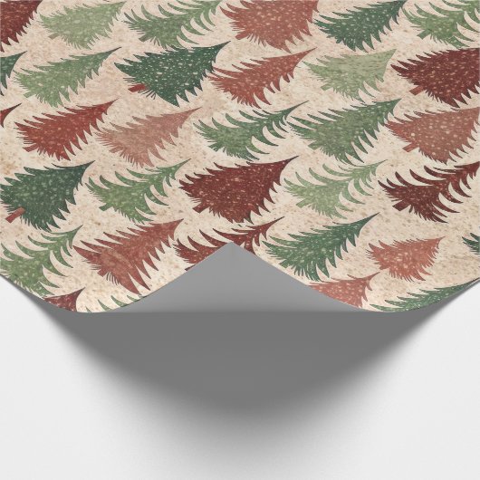 Rustic Christmas Tree Geschenkpapier (Ecke)
