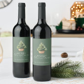 Rustic Christmas Tree In Basket Dusty Green Weinetikett