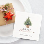 Rustic Christmas Tree In Basket Serviette