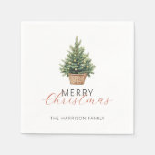 Rustic Christmas Tree In Basket Serviette (Vorderseite)