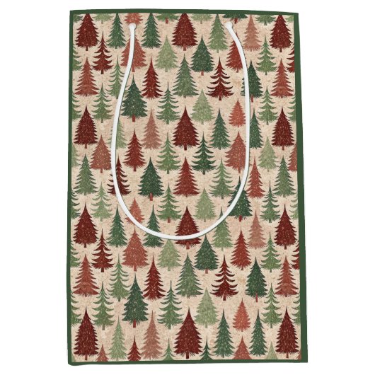 Rustic Christmas Tree Mittlere Geschenktüte (Vorderseite)