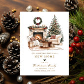 Rustic Christmas Tree New Home Card Ankündigungspostkarte