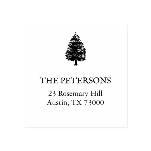 Rustic Christmas Tree Return Address Christmas Gummistempel (Prägung)