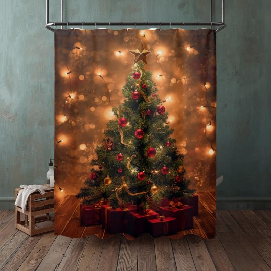 Rustic Christmas Tree Shower Curtain Duschvorhang