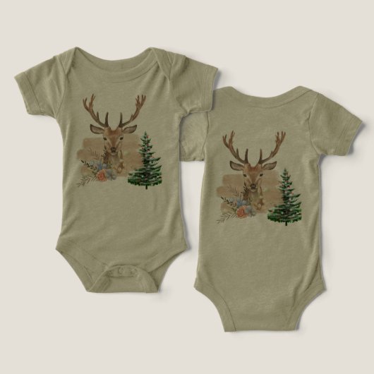 Rustic Christmas Tree with Brown-Beige Watercolor (Design Vorderseite & Rückseite)