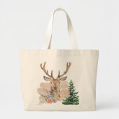 Rustic Christmas Tree with Brown-Beige Watercolor Jumbo Stoffbeutel (Vorne)