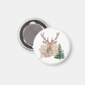Rustic Christmas Tree with Brown-Beige Watercolor Magnet (Vorderseite/Rückseite)