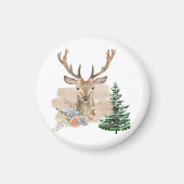 Rustic Christmas Tree with Brown-Beige Watercolor Magnet (Vorne)