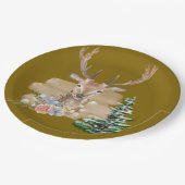 Rustic Christmas Tree with Brown-Beige Watercolor Pappteller (Schrägansicht)