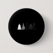 Rustic Christmas Trees Winter Forest Minimalist Button (Vorderseite)