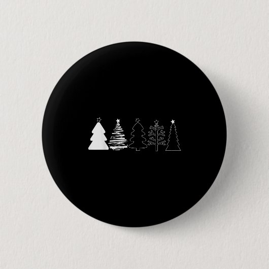 Rustic Christmas Trees Winter Forest Minimalist Button (Vorderseite)