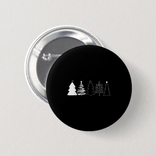 Rustic Christmas Trees Winter Forest Minimalist Button (Vorne & Hinten)