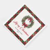 Rustic Christmas Wreath Napkins Red Green Pattern Serviette (Ecke)