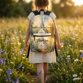 Rustic Church Path in Wildflower Meadow Bedruckter Rucksack