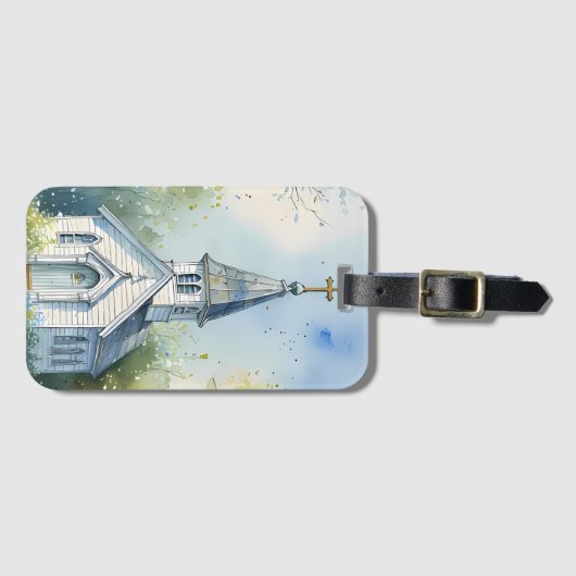 Rustic Church Path in Wildflower Meadow Gepäckanhänger (Vorderseite (Horizontal))