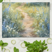 Rustic Church Path in Wildflower Meadow Geschirrtuch (Gefaltet)