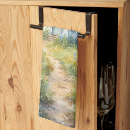 Rustic Church Path in Wildflower Meadow Geschirrtuch