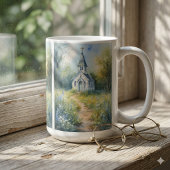 Rustic Church Path in Wildflower Meadow Kaffeetasse