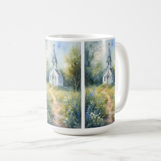 Rustic Church Path in Wildflower Meadow Kaffeetasse (VorderseiteRechts)