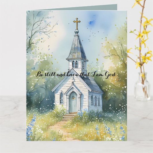 Rustic Church Path in Wildflower Meadow Karte (Gelbe Blume)