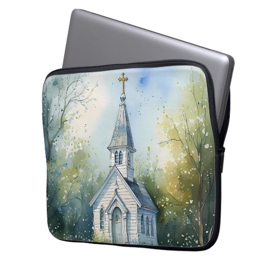 Rustic Church Path in Wildflower Meadow Laptopschutzhülle (Vorderseite Links)