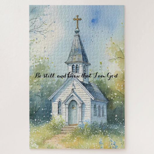 Rustic Church Path in Wildflower Meadow Puzzle (Vertikal)