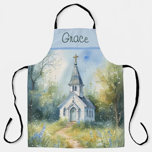 Rustic Church Path in Wildflower Meadow Schürze (Vorderseite)