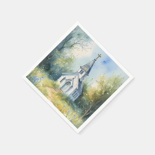 Rustic Church Path in Wildflower Meadow Serviette (Ecke)