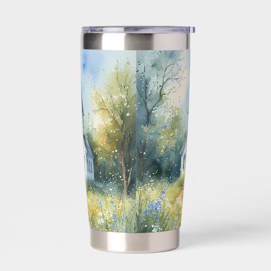 Rustic Church Path in Wildflower Meadow Thermobecher (Links)