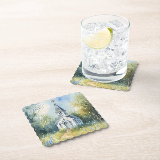 Rustic Church Path in Wildflower Meadow Untersetzer (Vor Ort)