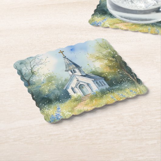 Rustic Church Path in Wildflower Meadow Untersetzer (angewinkelt)