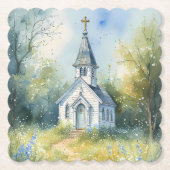 Rustic Church Path in Wildflower Meadow Untersetzer (Vorderseite)