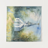 Rustic Church Path in Wildflower Meadow Wandteppich (Vorderseite (Horizontal))