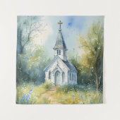 Rustic Church Path in Wildflower Meadow Wandteppich (Vorderseite)