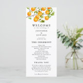 Rustic Citrus Orange Hochzeitsprogramm Programm (Stehend Vorderseite)