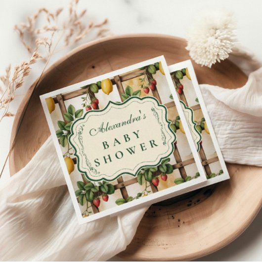 Rustic Citrus Strawberry Baby Shower Serviette