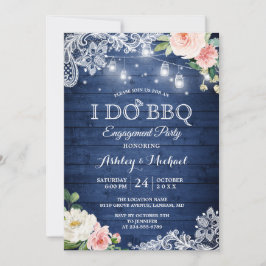 Rustic Classic Blue I DO GRILLEN Engagement Party Einladung